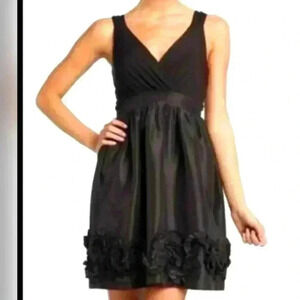 Max & Cleo Women Ruffle Pleated Fit & Flare Cocktail Party Dress Black Size 6